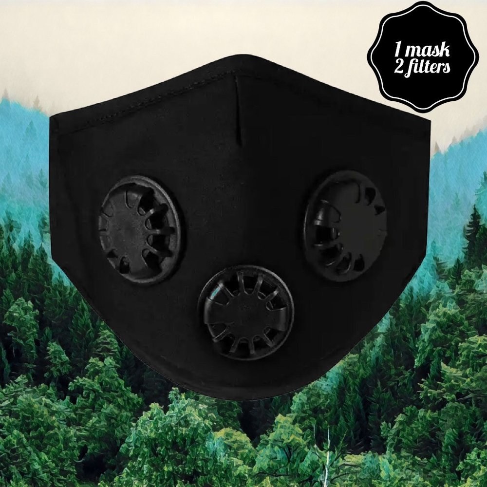 Black Mask With 3 Exhaust Valves